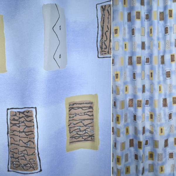 Вуаль деворе тюль прямоугольники коричневые, голубая, ш.140 оптом