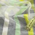 Органза тюль FUGGERHAUS полоски зеленые, желтые, молочная с утяжелителем, ш.300 оптом