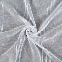 Лен гардинный полоски тройные белые, штрихи белые, белый без утяжелителя, ш.300