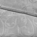Лен гардинный жаккардовый вензель веточки сетчатый узор, серый с утяжелителем, ш.300 оптом