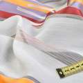 Органза лен жаккардовая тюль полосы атласные оранжевые, бордовые, сиреневые, молочная, ш.140 оптом