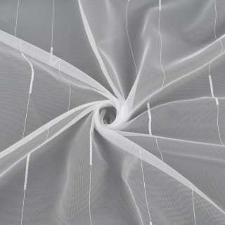 Сетка тюль полоски ниточные с ресничками, белая с утяжелителем, ш.150 оптом