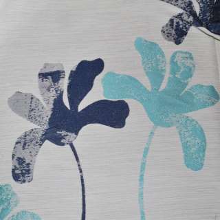 Жаккард для штор цветы бирюзово-синие на молочном фоне, ш.280 оптом