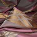 Шовк жакард для штор смуги з візерунком атласні коричневі, в смуги бежево-бузкові, ш.145 оптом