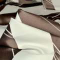 Атлас жаккард для штор полосы с росчерками молочные, коричневые, ш.144 оптом