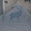 Жакард інтер'єрний олені сріблясто-синій, ш.140 оптом