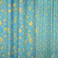 Коттон для штор цветы завитки желтые на голубом фоне,  ш.140 оптом