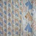 Поликоттон для штор зебры бежево-голубые на молочном фоне, ш.280 оптом