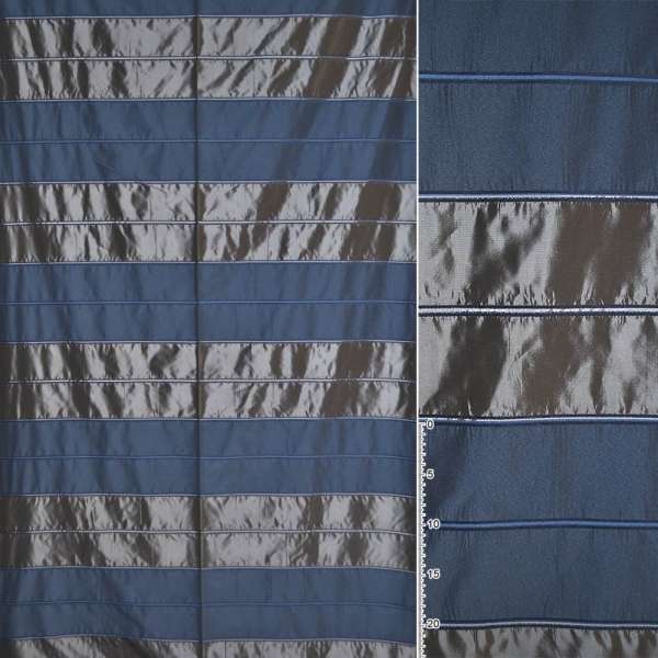 Тафта для штор полосы двойные серые и синие, ш.145 оптом