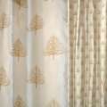 Шовк натуральний для штор дерева вишиті на золотистому тлі, ш.140 оптом