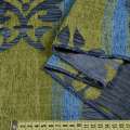 Шенілл жаккард FUGGERHAUS смужка + орнамент синьо-зелений, з обважнювачів, ш.300 оптом