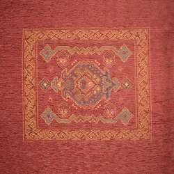 Шенілл подушковий з орнаментом червоний, раппорт 65см (1 подушка), ш.140
