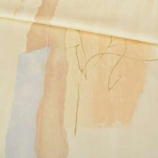 Велюр хлопковый мебельный принт абстракция бежево-абрикосовый, ш.143 оптом