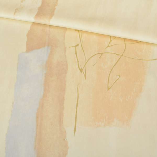 Велюр хлопковый мебельный принт абстракция бежево-абрикосовый, ш.143 оптом