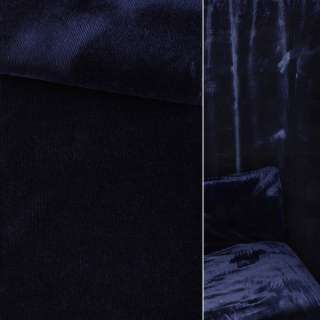 Велюр с вискозой мебельный синий чернильный, ш.140 оптом