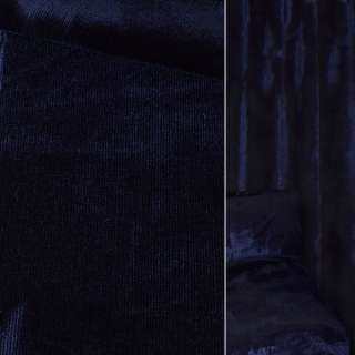 Велюр с вискозой мебельный синий чернильный темный, ш.140 оптом
