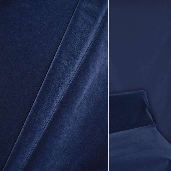 Велюр с шерстью мебельный синий темный, ш.140 оптом