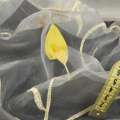 Органза тюль вишивка метелики з нашиті троянди жовті, молочний ш.270 оптом