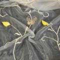 Органза тюль вышивка бабочки с нашитые розы желтые, молочный ш.270 оптом