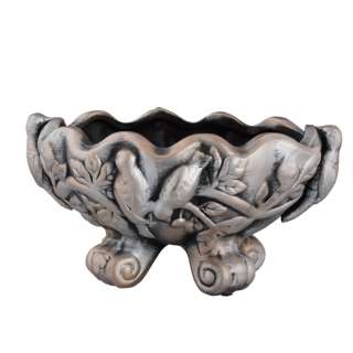 Кашпо в античному стилі кераміка чаша з птахами на ніжках 13х26х20см вн. 9.5х19,5х15,5см під бронзу оптом