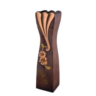 Ваза напольная керамика с золотистым рисунком веер цветы 60 см коричневая оптом