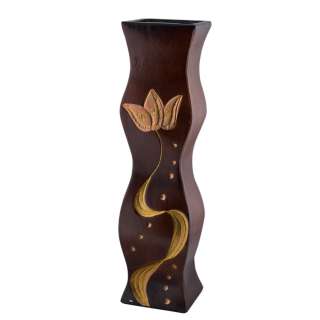 Ваза напольная керамика с золотистым тюльпаном 62 см коричневая оптом