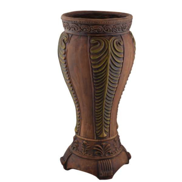 Ваза напольная керамика 58 см коричневая с оливковой отделкой оптом