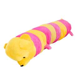 М'яка подушка валик іграшка ведмедик 67 см висота 13 см жовтий з малиновим