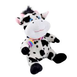 М'яка іграшка корова сидить 35 см плямиста біла з чорним
