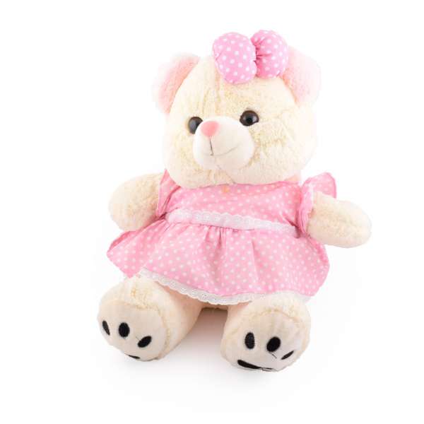 М'яка іграшка ведмедик в рожевій сукні 40 см кремовий оптом