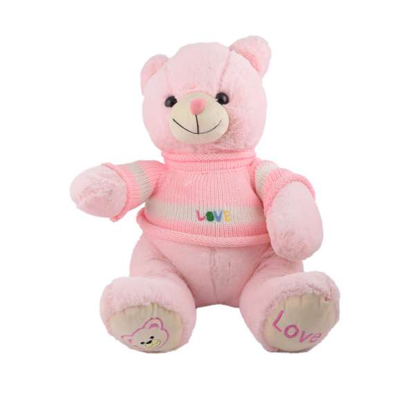 М'яка іграшка ведмедик в рожевій кофтинці 40 см рожевий оптом