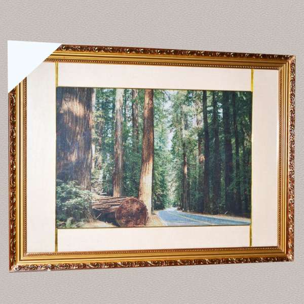 Картина гобелен под стеклом 58х78см (гобелен 36х54) дорога через лес оптом