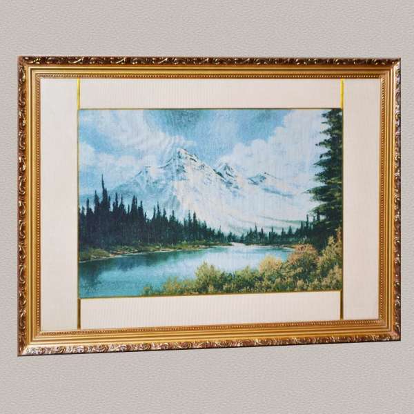 Картина гобелен под стеклом 58х78см (гобелен 36х54) горы лес озеро оптом