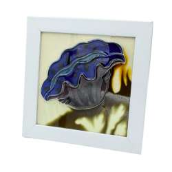 Картина настільна кераміка емаль фіолетовий корал біла рамка 19х19х1,5 см