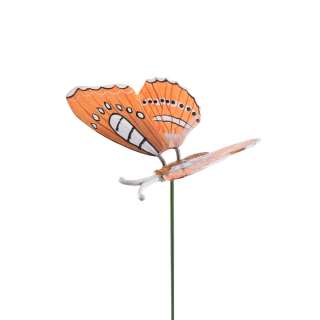 Декор для рослин на металевому стрижні метелик помаранчевий оптом