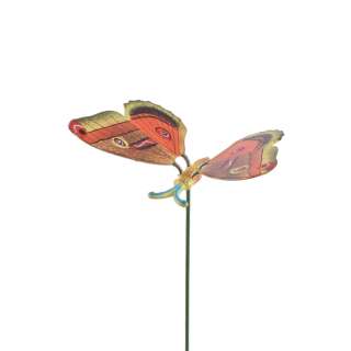 Декор для рослин на металевому стрижні метелик оранжево-коричневий оптом