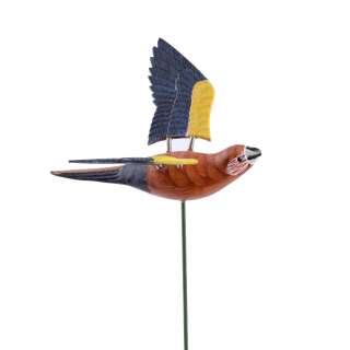 Декор для растений на металлическом стержне попугай рыже-синий оптом