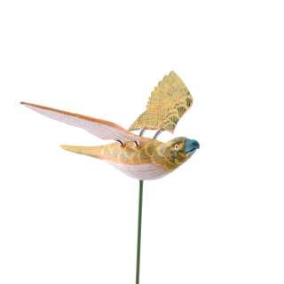 Декор для растений на металлическом стержне попугай желто-белый оптом