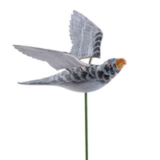 Декор для растений на металлическом стержне попугай серый оптом