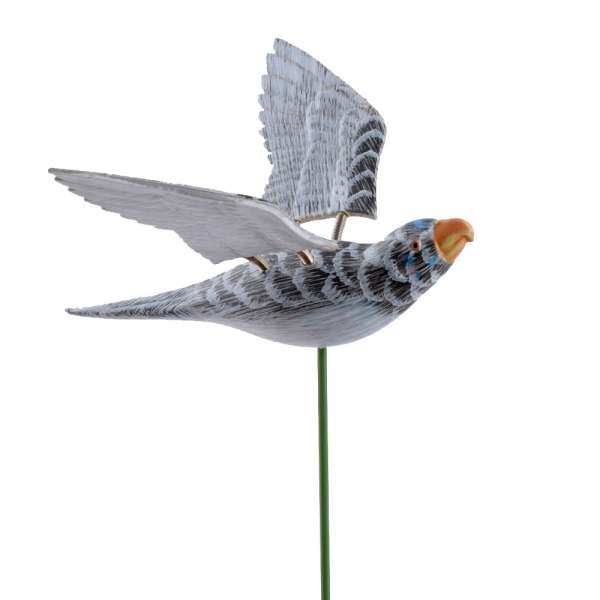Декор для рослин на металевому стрижні папуга сірий оптом