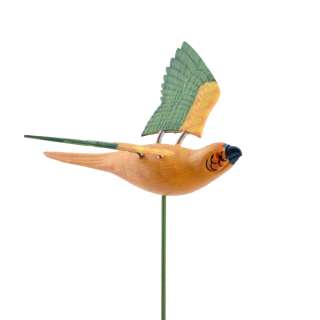 Декор для растений на металлическом стержне попугай оранжево-зеленый оптом