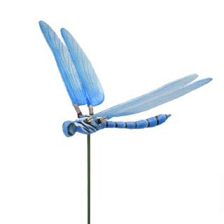 Декор для растений на металлическом стержне стрекоза голубая оптом