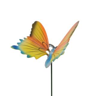 Декор для рослин на металевому стрижні метелик помаранчово-жовта оптом