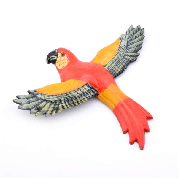 Магніт Папуга червоний зі строкатими крилами 13х11см оптом