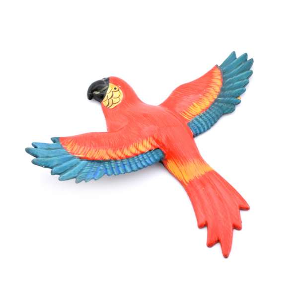 Магнит на холодильник Попугай 13х11см красный с синими крыльями оптом