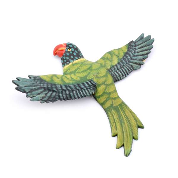 Магніт Папуга зелений зі строкатими крилами 13х11см оптом