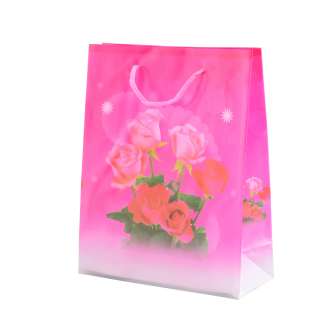 Пакет подарунковий 23х18х7,5 см з трояндами малиновий оптом
