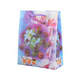 Пакет подарочный 23х18х7,5 см с лилиями и розами фиолетовый оптом
