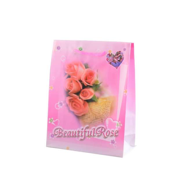 Пакет подарочный 16х12х6 см с розами Beautiful Rose розовый оптом