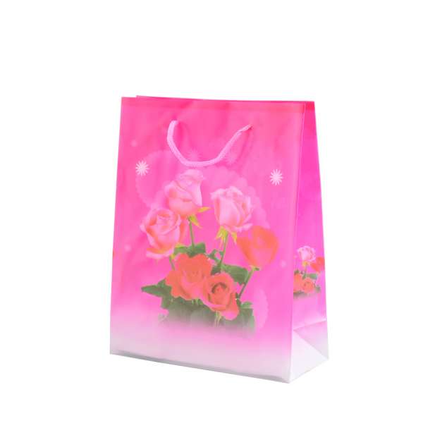 Пакет подарунковий 16х12х6 см з трояндами малиновий оптом